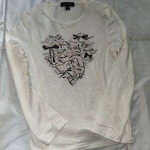 Imoga Ivory Long Sleeve Top with Bow Pattern